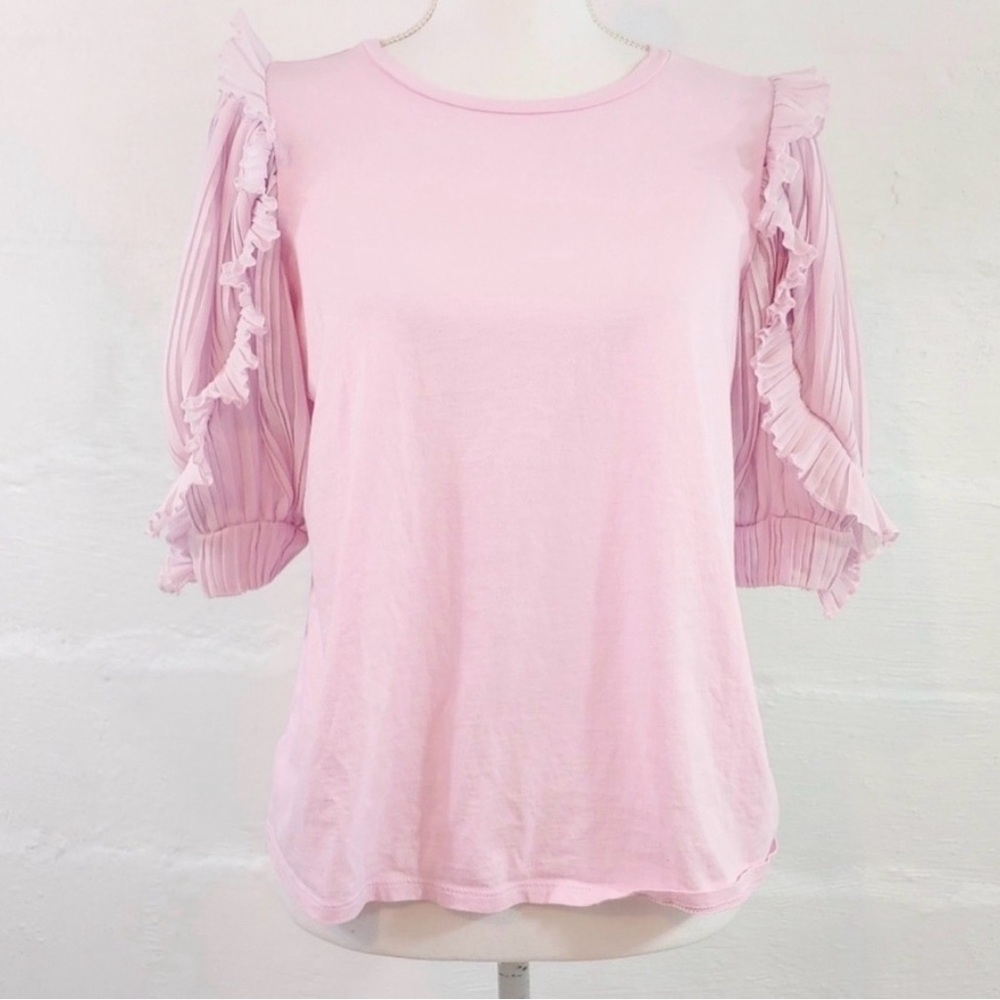 Express Light Pink Blouse with Ruffle Sleeves - Picture 8 of 8